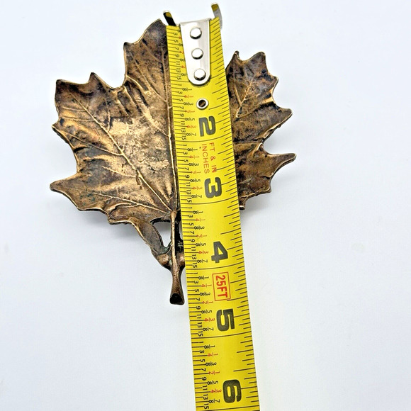 Vintage Solid Brass Maple Leaf Trinket Dish Jewelry Tray Catchall Ashtray 4.5x4" - Picture 6 of 7